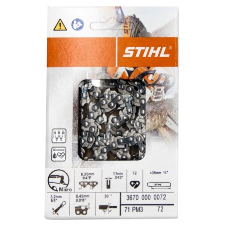 Catena motosega Picco Micro 72 maglie passo 1,1mm ORIGINALE STIHL 36700000072 | NewgardenParts.com