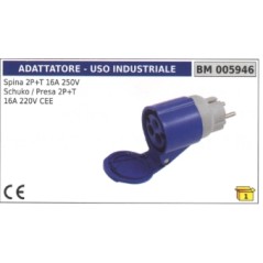 Industrial adapter plug 2-pin+earth 16A 250V schuko/socket 2-pin+earth 16A
