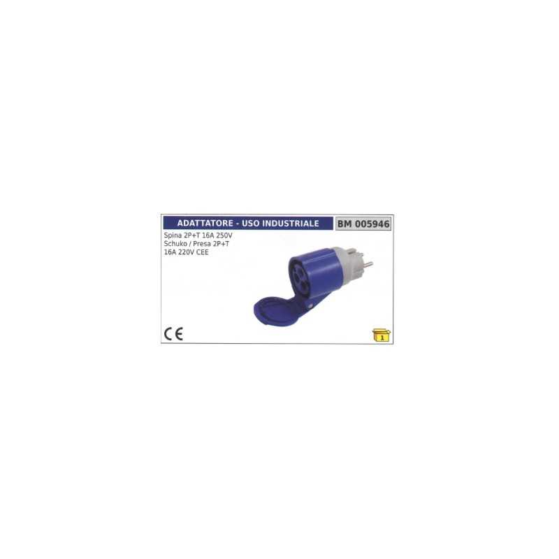 Industrial adapter plug 2-pin+earth 16A 250V schuko/socket 2-pin+earth 16A