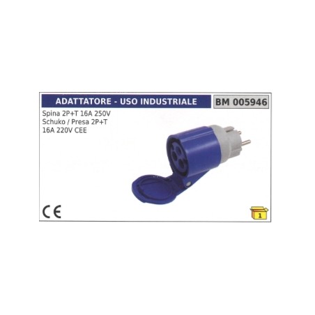 Adattatore industriale spina 2 poli+terra 16A 250V schuko/presa 2 poli+terra 16A | NewgardenParts.com