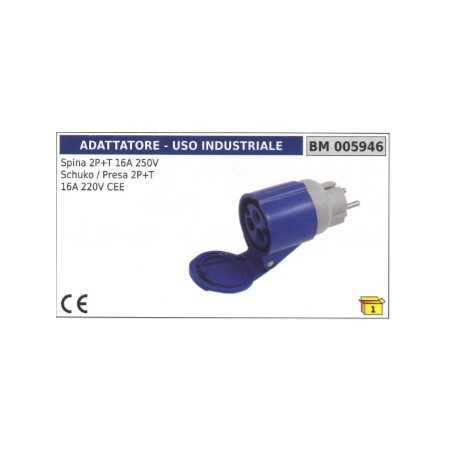 Industrial adapter plug 2-pin+earth 16A 250V schuko/socket 2-pin+earth 16A | NewgardenParts.com