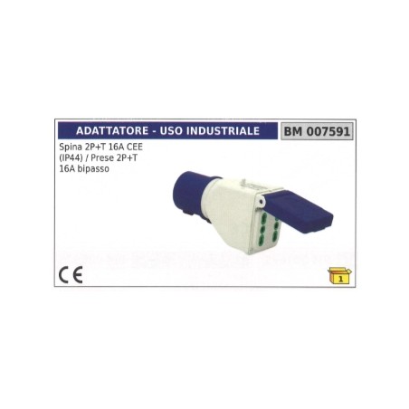 Adattatore industriale spina 2 poli+terra 16A CEE (IP44) /presa 2 poli+terra 16A | NewgardenParts.com