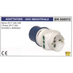 Industrial adapter 2-pin+earth 16A CEE plug 2-pin+earth 16A schuko socket