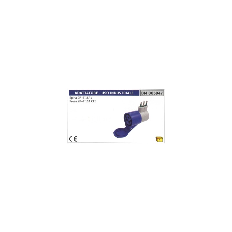 Adaptador industrial enchufe 2 polos+tierra 16A CEE 005947