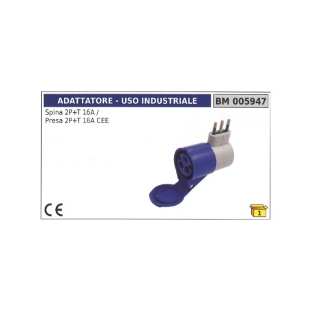 Adattatore industriale spina 2 poli+terra 16A presa 2 poli+terra 16A CEE 005947 | NewgardenParts.com