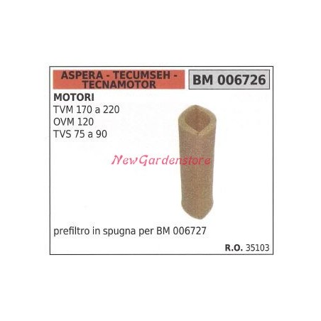 ASPERA Luftvorfilter für Rasenmähermotor TVM 170-220 006726 | NewgardenParts.com