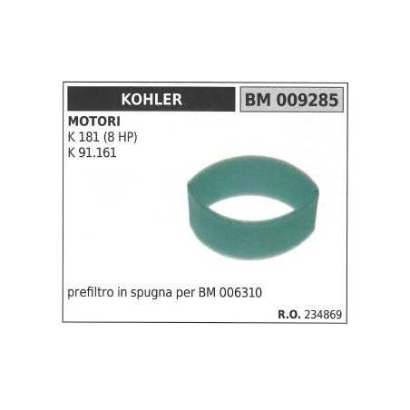 Prefiltro aria in spugna KOHLER trattorino rasaerba K 181 (8 HP) K 91.161 009285 | NewgardenParts.com