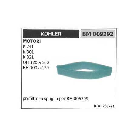 Prefiltro aria in spugna KOHLER trattorino rasaerba K 241 301 321 009292 | NewgardenParts.com