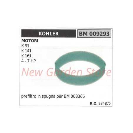 Prefiltro aria in spugna KOHLER trattorino rasaerba K 91 141 161 4 7 HP 009293 | NewgardenParts.com