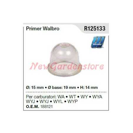 Primer WALBRO ORIGINALE carburatore WA WT WY DECESPUGLIATORE MOTOSEGA R125133 | NewgardenParts.com