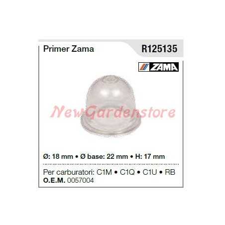 ZAMA cebador para carburador C1M C1Q C1U desbrozadora R125135 | NewgardenParts.com