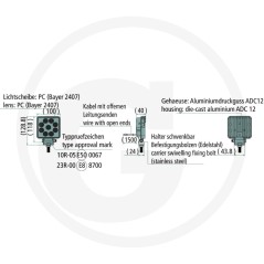 Projecteur de travail à led éclairage longue portée 10-30 V | NewgardenParts.com
