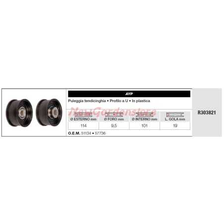 Puleggia tendicinghia AYP per trattorino rasaerba tagliaerba R303821 | NewgardenParts.com
