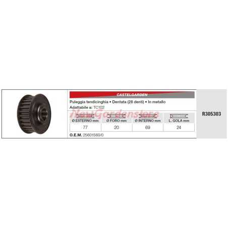 Belt tensioner pulley CASTELGARDEN TC102 lawn tractor mower R305303 | NewgardenParts.com