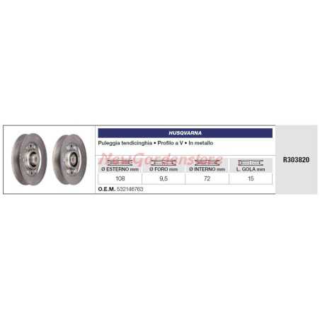 Idler pulley HUSQVARNA lawn tractor R303820 | NewgardenParts.com