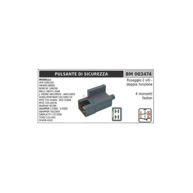 Pulsante di sicurezza modelli ariens 88281 bobcat 108208 mtd 725-1657a 003474