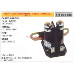 Solenoid relay CASTELGARDEN HONDA 725-04439 MTD STIGA 8 mm rear connection | NewgardenParts.com