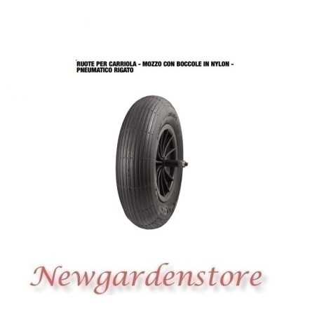 Wheel 40160 for wheelbarrow wheelbarrow hub nylon ribbed tyre 3.50x8 375x85 M14 | NewgardenParts.com