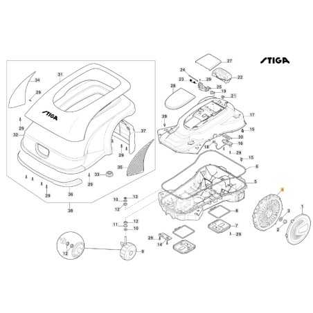 Rueda trasera Di 250 mm ORIGINAL STIGA robot cortacésped a3000 rtk 381007827/0 | NewgardenParts.com