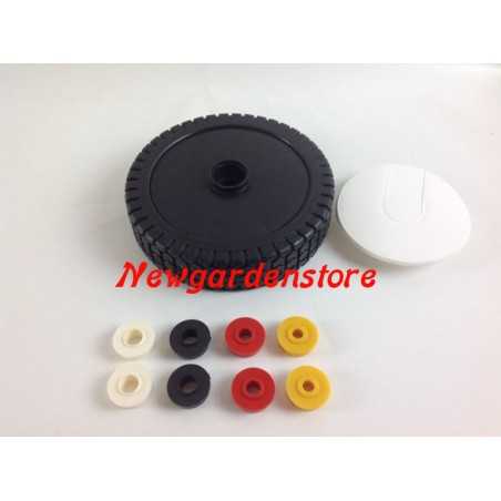 Universal plastic mower wheel 180mm 8 reduction bushings | NewgardenParts.com