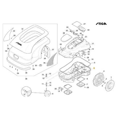 Lower body robot mower models A3000 ORIGINAL STIGA 322110180/0 | NewgardenParts.com