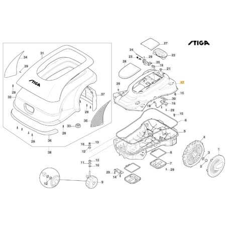 ORIGINAL STIGA a3000 rtk robot cortacésped carcasa 322110181/0 | NewgardenParts.com