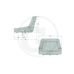 Asiento para varios modelos de tractor de césped en PVC NEGRO 25270289