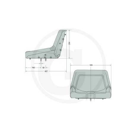 Asiento para varios modelos de tractor de césped en PVC NEGRO 25270289