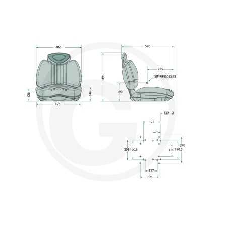 Asiento para tractor de césped PVC compatible varios modelos 25270291