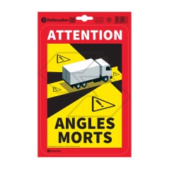 Panneau d'avertissement d'angle mort 17 x 25 cm pour véhicules lourds A28384