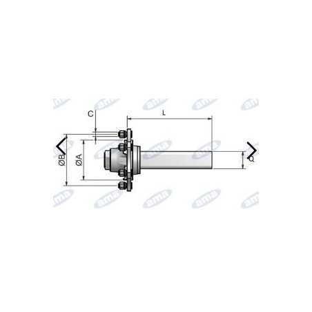 Semiasse senza freno tipo 4 fori fiat per rimorchio e carrobotte AMA 11680 | NewgardenParts.com