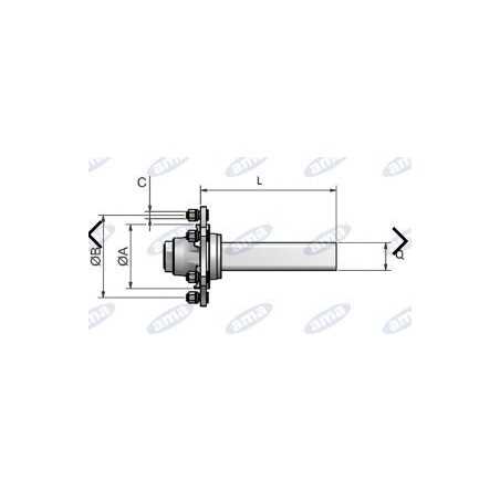 Semiasse senza freno tipo 5 fori 200 mm per rimorchio e carrobotte AMA 11684 | NewgardenParts.com