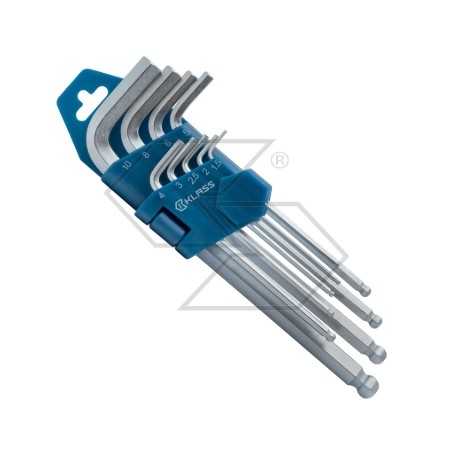 Galvanised steel 9-head hexagonal socket spanner set with ball-end R330265 | NewgardenParts.com