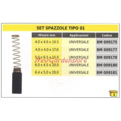 Set spazzole 2 pezzi tipo 01 universale 6.4 x 5.0 x 20.0 mm 009181 | NewgardenParts.com