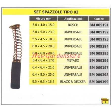 Set spazzole 2 pezzi tipo 02 universale 5.5 x 4.5 x 18.0 mm 009193 | NewgardenParts.com