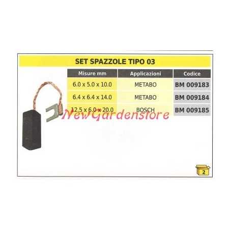 Jeu de brosses 2 pièces type 03 BOSCH 12,5 x 6,0 x 20,0 mm 009185 | NewgardenParts.com