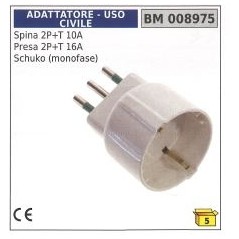 Spina 2 poli+terra 10A schuko presa 2 poli+terra 16A schuko monofase 008975