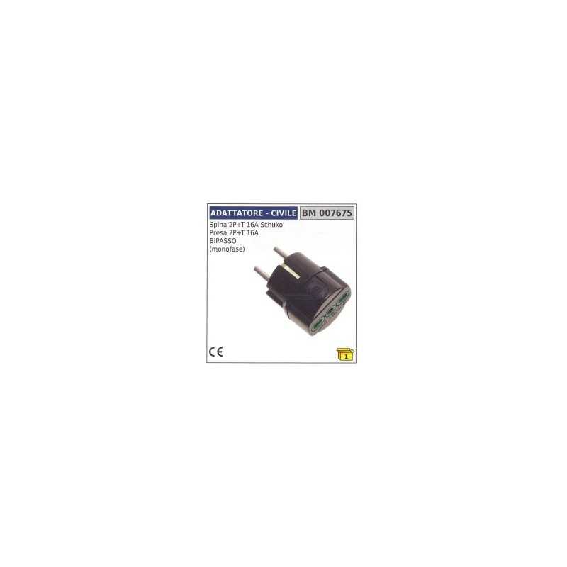 Spina 2 poli+terra 16A schuko presa 2 poli+terra 16A bipasso monofase 007675