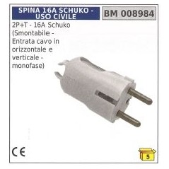 clavija schuko de 2 polos+tierra 16A desmontable entrada de cable horizontal/vertical