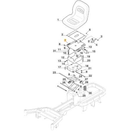 Soporte asiento tractor modelos GYRO500e GYRO700e ORIGINAL STIGA 387773513/0 | NewgardenParts.com