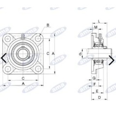 Self-aligning square flange bracket UCF 208 for agricultural tractor 07463 | NewgardenParts.com