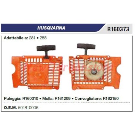 Avviamento HUSQVARNA motosega 281 288 R160373 | NewgardenParts.com