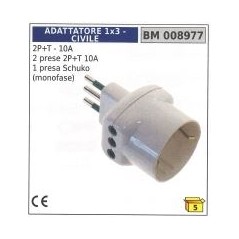 Adattatore spina 2 poli + terra - 10A 2 prese 2 poli + terra 10A 1 presa Schuko | NewgardenParts.com