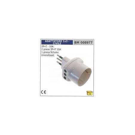 Plug adapter 2-pin + earth - 10A 2-pin + earth 10A 1 Schuko socket | NewgardenParts.com