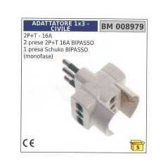 Adaptateur fiche 2 pôles + terre - 16A 2 prises 2 pôles + terre 16A 1 prise Schuko