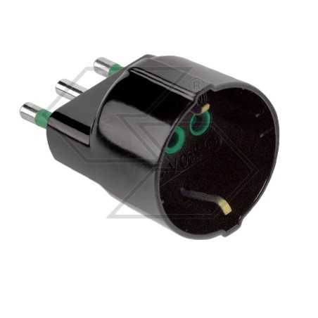 Fiche d'adaptation 2 broches + terre 16A 220V SCHUKO mâle à pas large | NewgardenParts.com