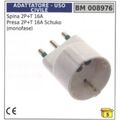 Adattatore spina 2 poli + terra 16A presa 2 poli + terra 16A Schuko (monofase) | NewgardenParts.com