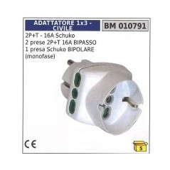 Adattatore spina 2 poli+terra-16A schuko 2 prese 2 poli+terra 16A 1 presa schuko | NewgardenParts.com