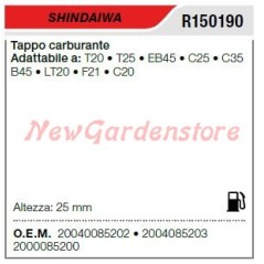 Fuel cap SHINDAIWA brushcutter T20 T25 EB45 C25 R150190 | NewgardenParts.com