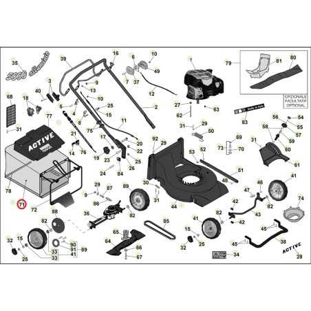 ORIGINAL ACTIVE schwarzer Korb Rasenmäher mit Plane, Modelle 5000 sb 050480 | NewgardenParts.com